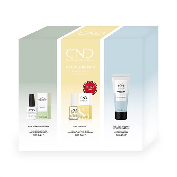 CND™ Glow & Repair Kit – Kit Cura Unghie e Mani con Omaggio Borraccia Termica
